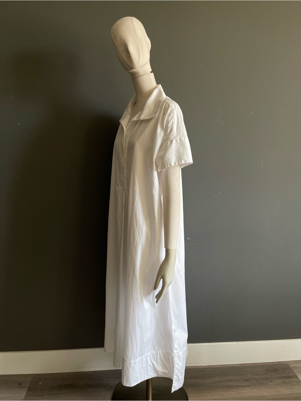 Banana Republic White Cotton Poplin Oversized Resort Trapeze Maxi Shirtdress M/L - Picture 6 of 11